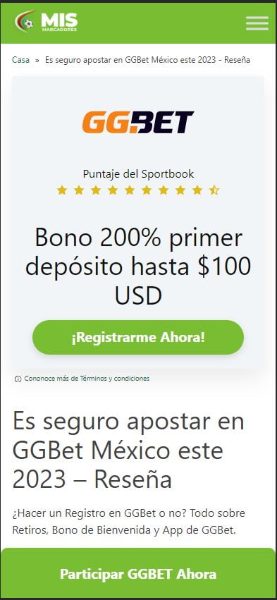 Mis marcadores Mexican sportsbook affiliate website mobile view
